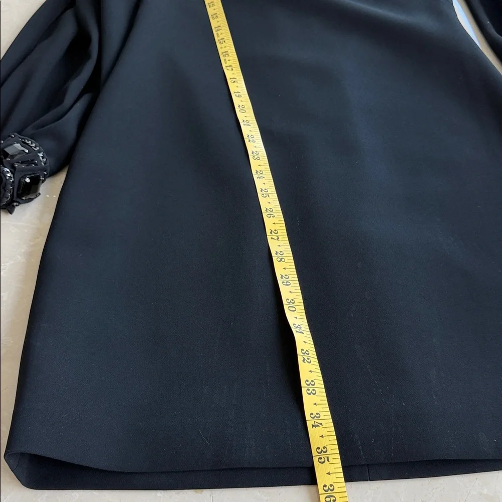 Elie Tahari Black Long Sleeve  Mini Dress  with Embellished sleeve cuff Size 4